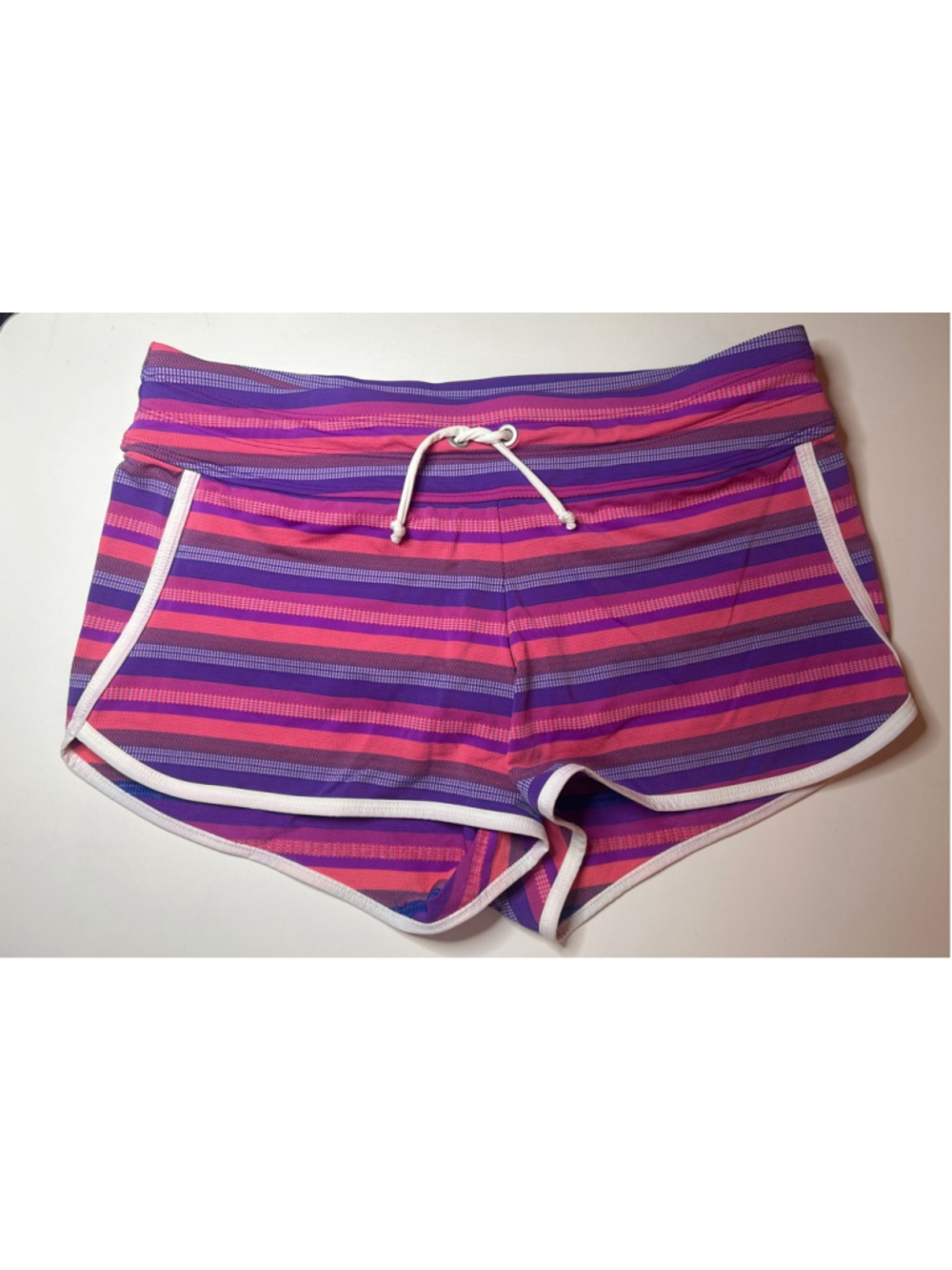 Women's Athleta Athletic Shorts M Purple Pink Striped